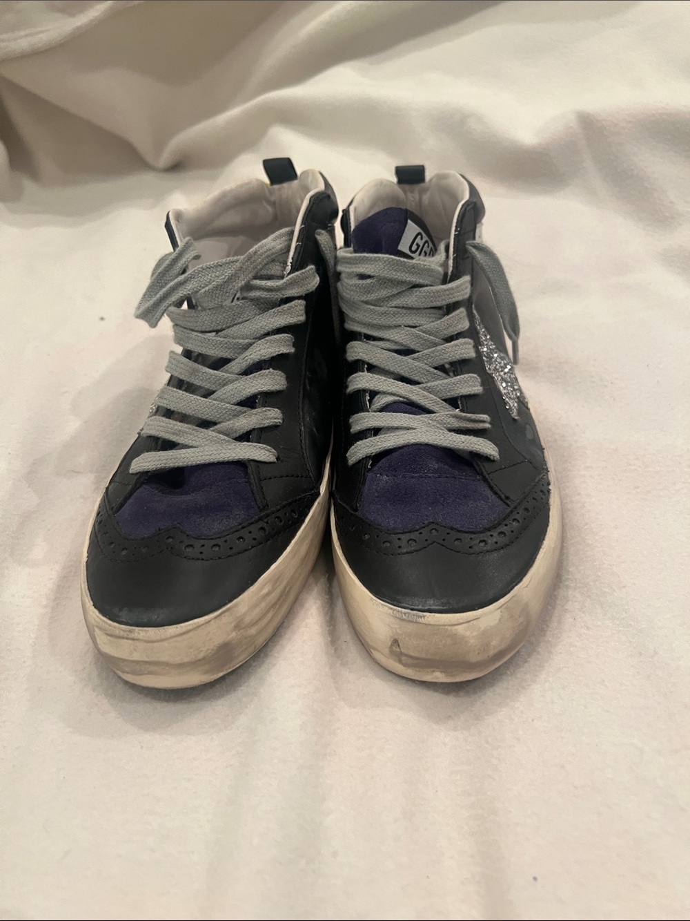 Golden Goose Black and Navy Blue Mid star sneakers 38